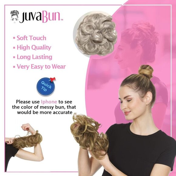 Messy Bun Hair Piece Synthetic Silver Gray Washable & Travel Size for Women & Me main image 9